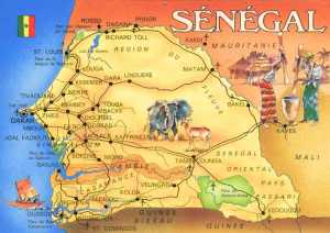 Sénégal, pays africain situé au nord-ouest du continent, avec un accès sur l'Océan Atlantique